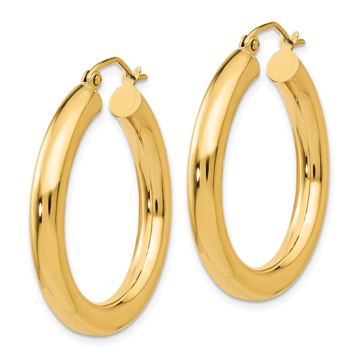 14K Polished 4mm Lightweight Tube Hoop Earrings-T949L