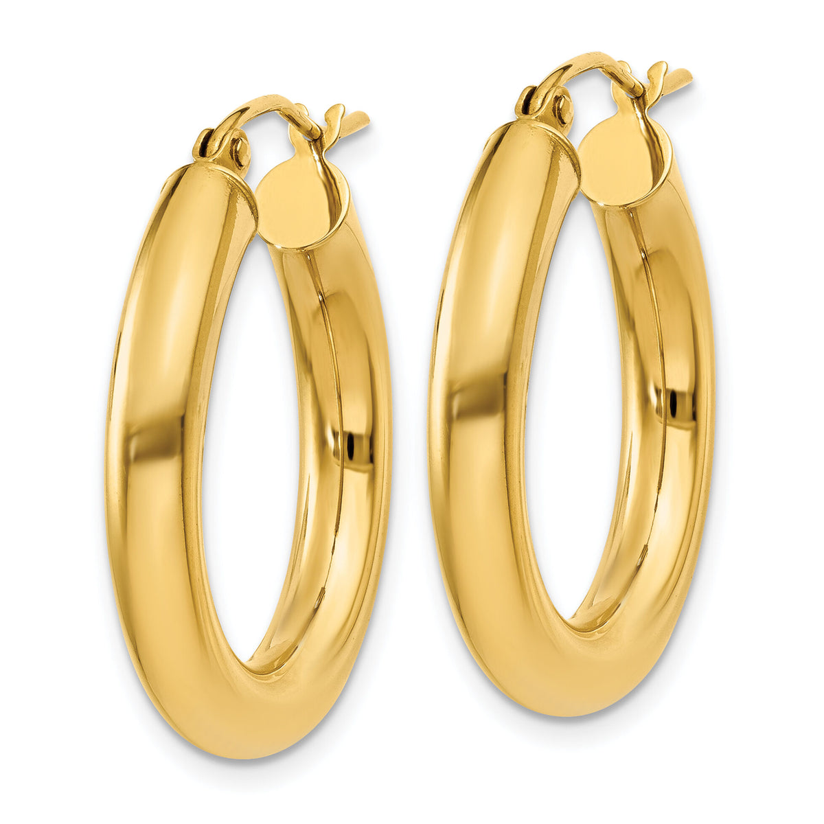 14k Polished 4mm Tube Hoop Earrings-T950