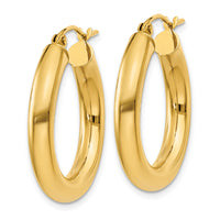 14k Polished 4mm Tube Hoop Earrings-T950