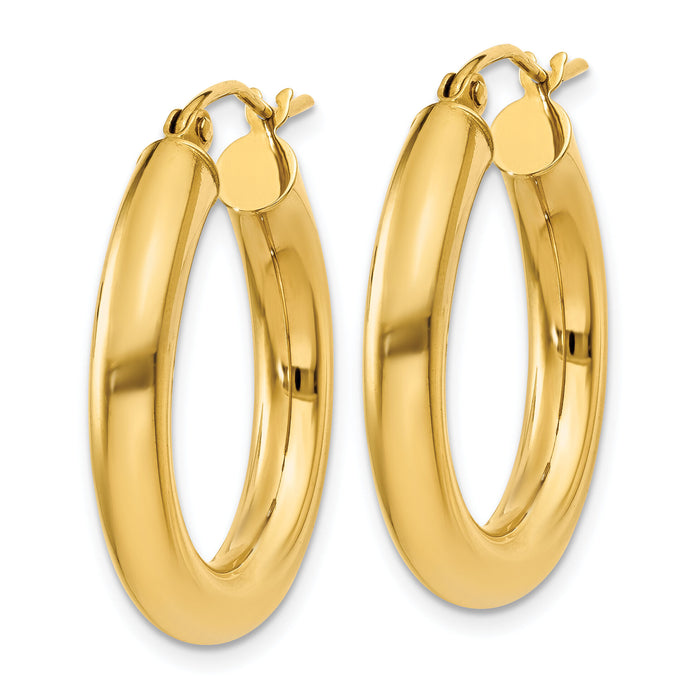 14k Polished 4mm Tube Hoop Earrings-T950
