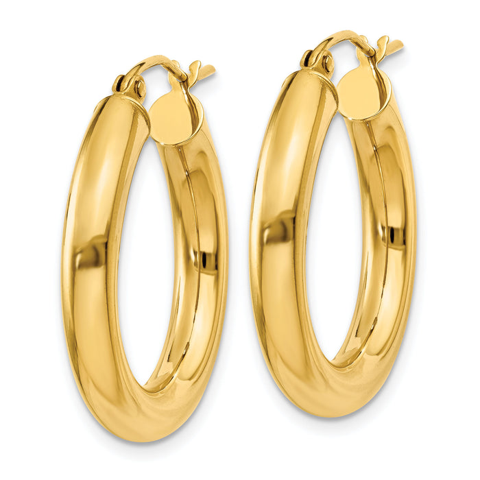 14k Polished 4mm Lightweight Tube Hoop Earrings-T950L