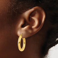 14k Polished 4mm Lightweight Tube Hoop Earrings-T950L