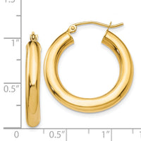 14k Polished 4mm Lightweight Tube Hoop Earrings-T950L