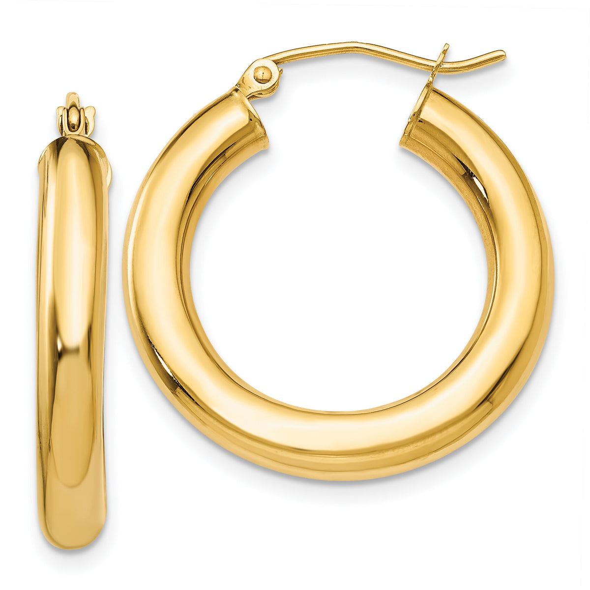 14k Polished 4mm Lightweight Tube Hoop Earrings-T950L