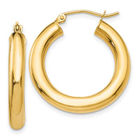 14k Polished 4mm Lightweight Tube Hoop Earrings-T950L