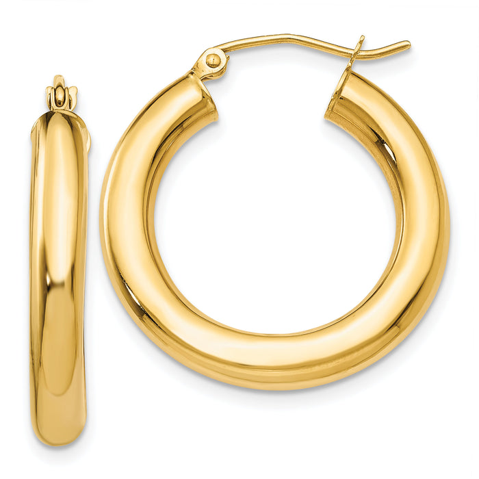 14k Polished 4mm Lightweight Tube Hoop Earrings-T950L