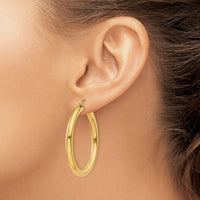 14K Polished 4mm Tube Hoop Earrings-T951