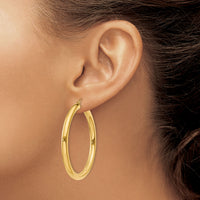 14K Polished 4mm Lightweight Tube Hoop Earrings-T951L