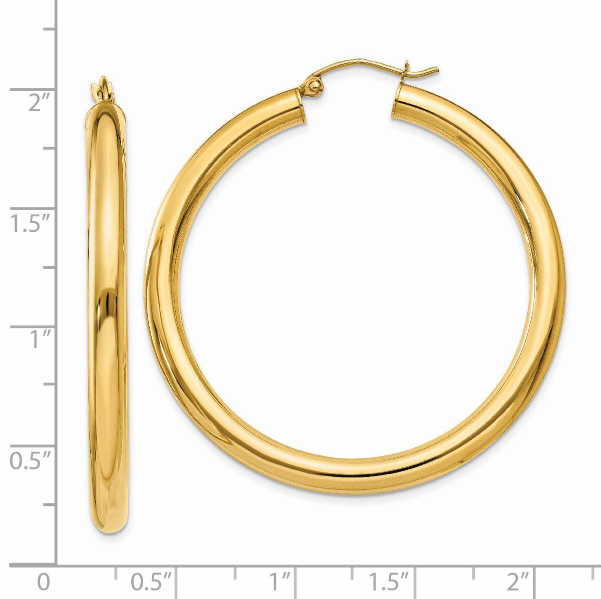 14K Polished 4mm Lightweight Tube Hoop Earrings-T951L