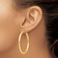 14K Polished 4mm Tube Hoop Earrings-T952