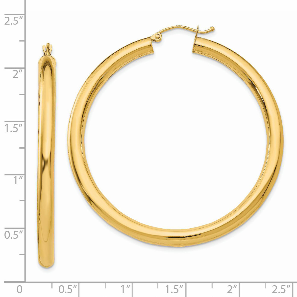 14K Polished 4mm Tube Hoop Earrings-T952