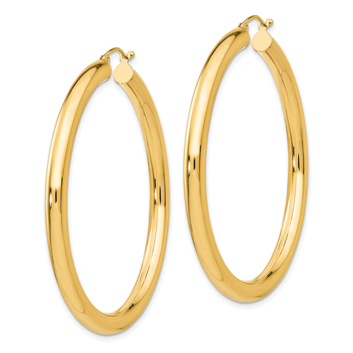 14K Polished 4mm Lightweight Tube Hoop Earrings-T952L