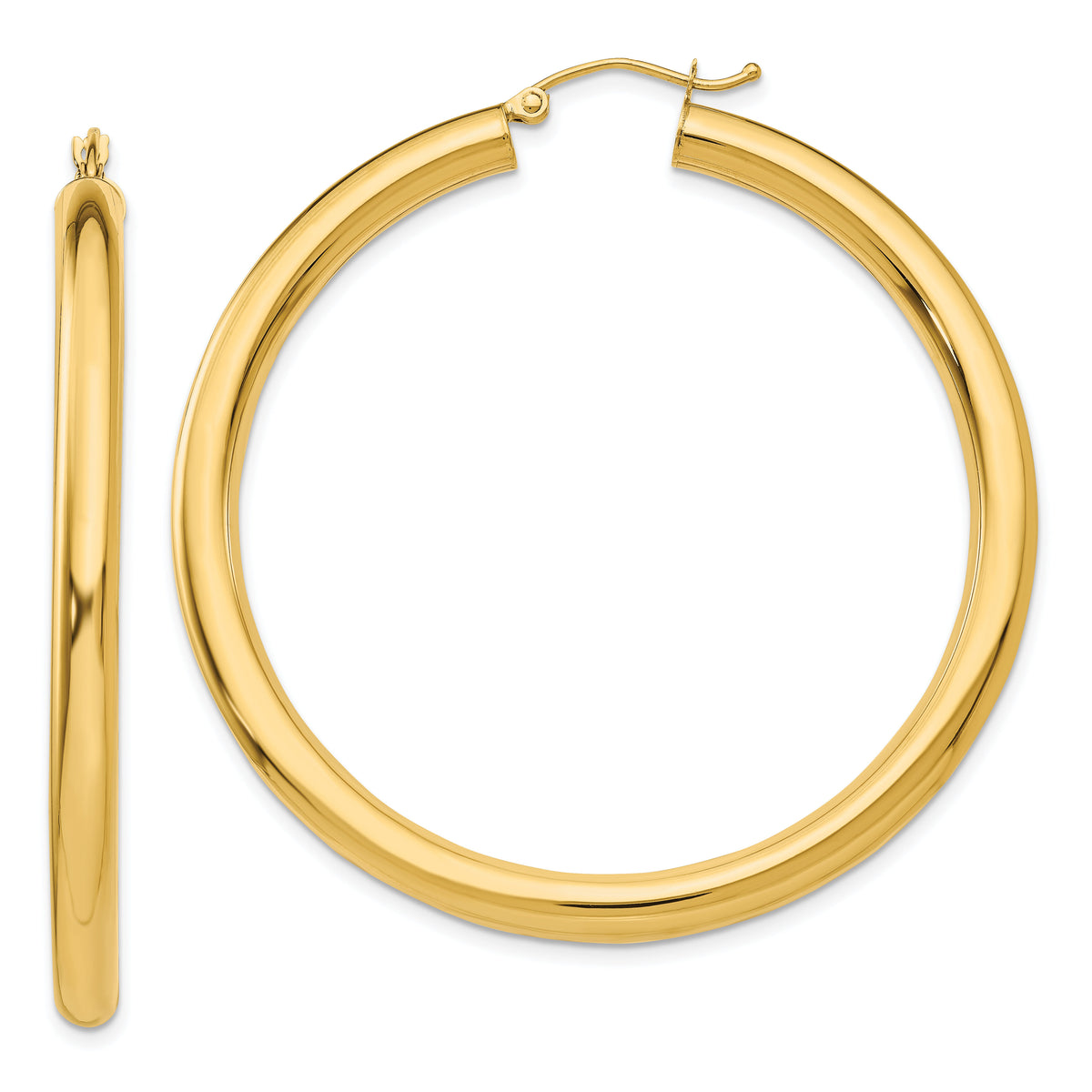 14K Polished 4mm Lightweight Tube Hoop Earrings-T952L