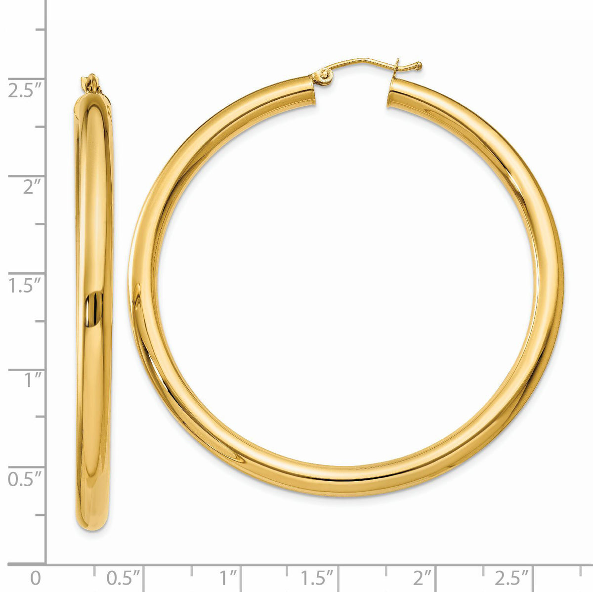 14K Polished 4mm Tube Hoop Earrings-T953