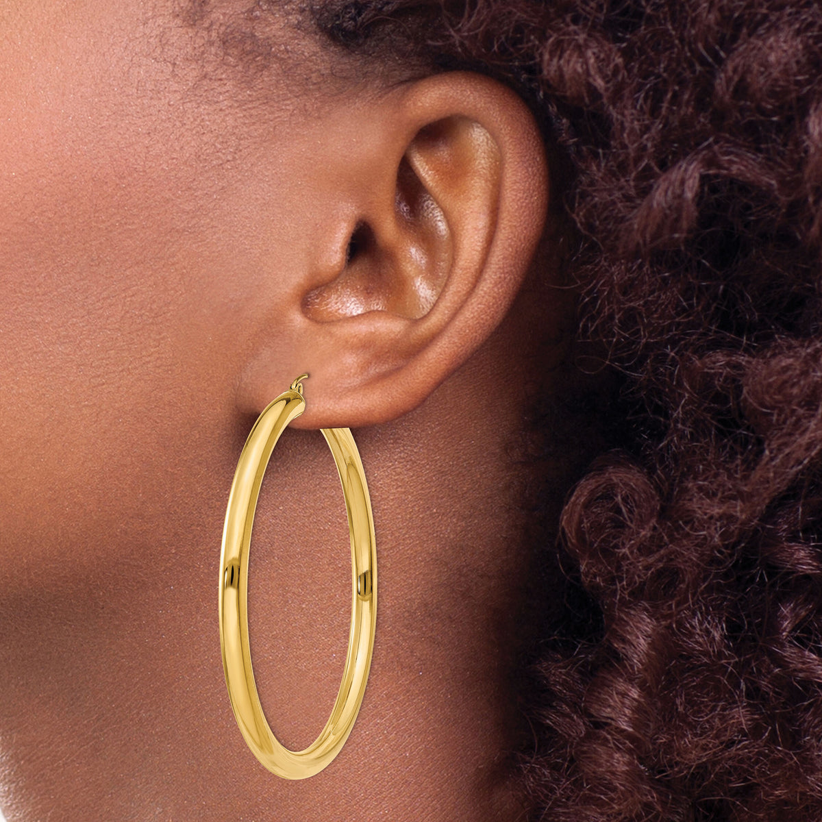 14K Polished 4mm Lightweight Tube Hoop Earrings-T953L