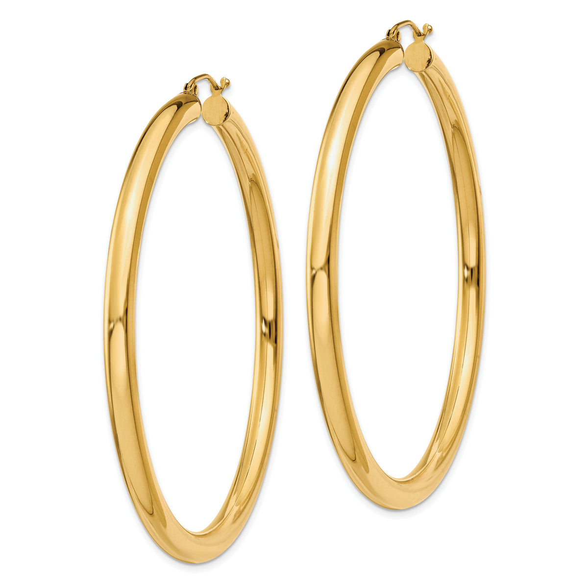 14K Polished 4mm Tube Hoop Earrings-T954