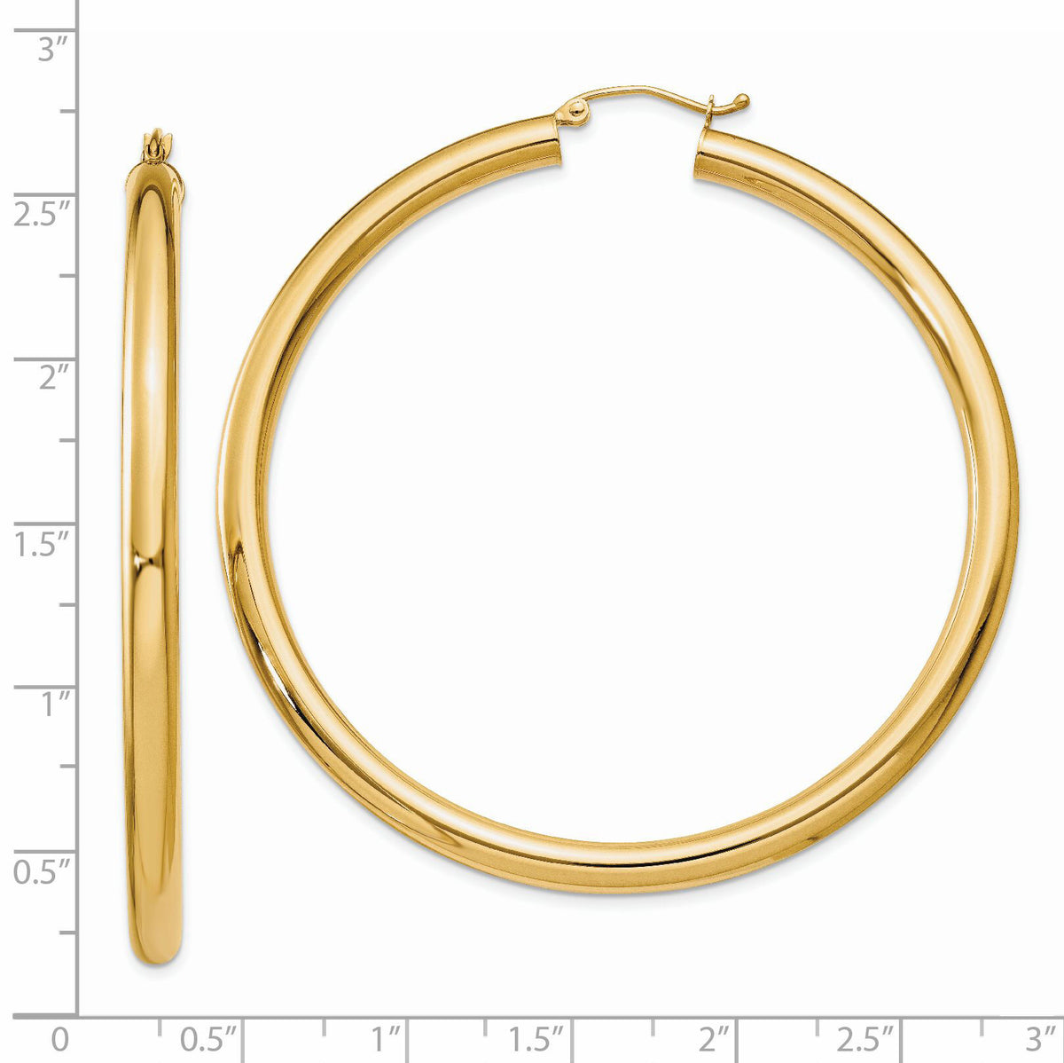 14K Polished 4mm Tube Hoop Earrings-T954