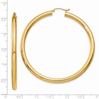 14K Polished 4mm Tube Hoop Earrings-T954