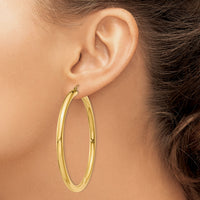 14K Polished 4mm Lightweight Tube Hoop Earrings-T954L