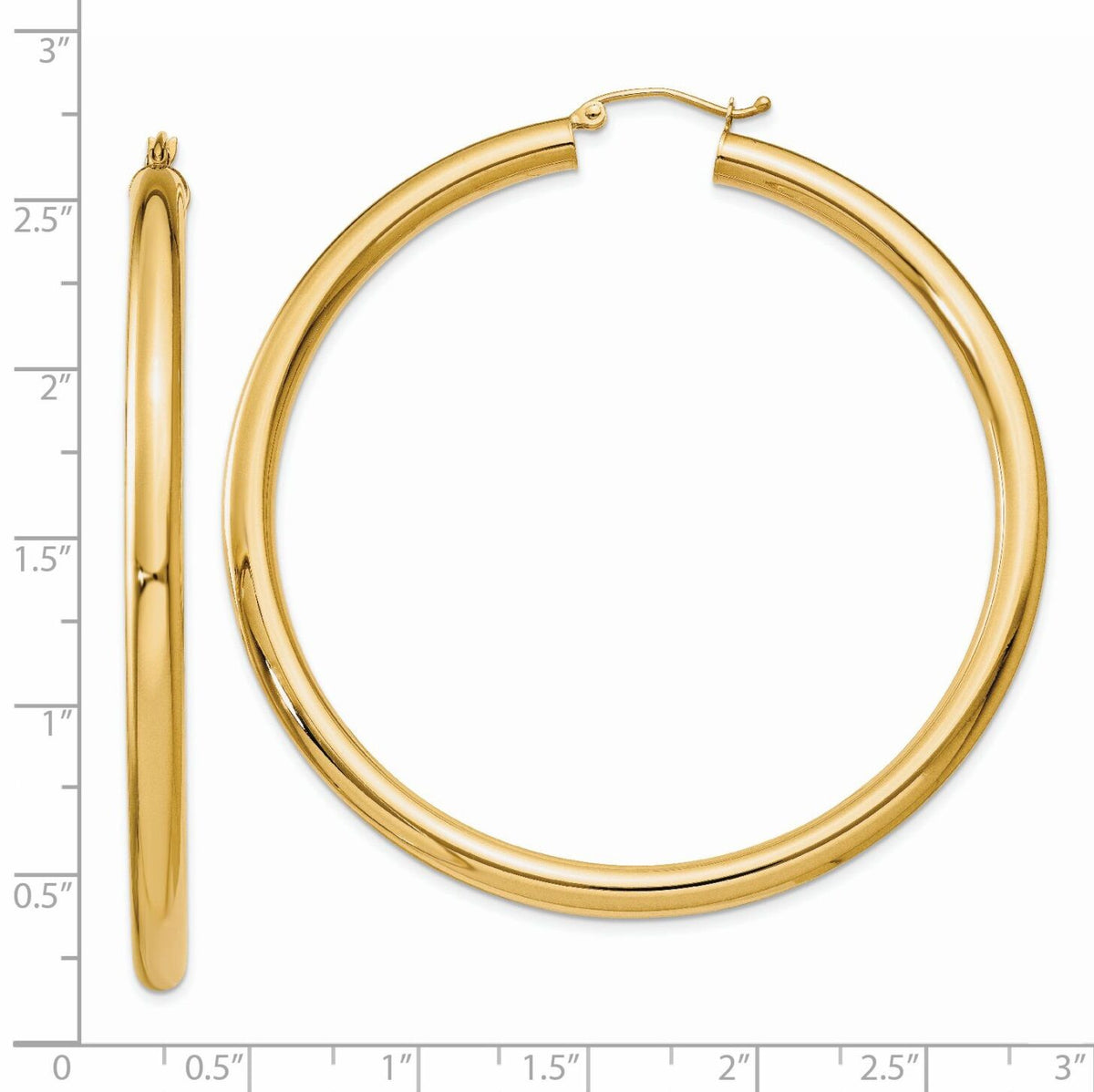 14K Polished 4mm Lightweight Tube Hoop Earrings-T954L