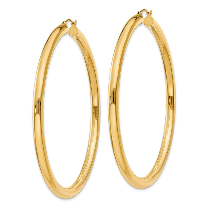 14K Polished 4mm Lightweight Tube Hoop Earrings-T955L