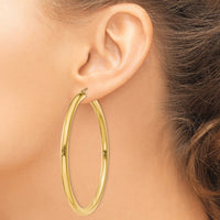14K Polished 4mm Lightweight Tube Hoop Earrings-T955L