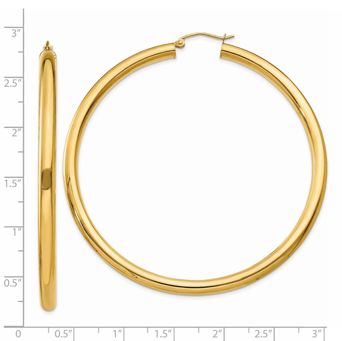 14K Polished 4mm Lightweight Tube Hoop Earrings-T955L