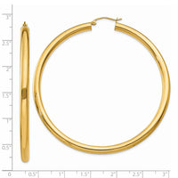 14K Polished 4mm Lightweight Tube Hoop Earrings-T955L