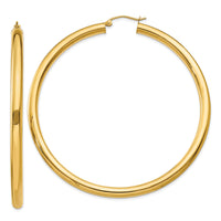 14K Polished 4mm Lightweight Tube Hoop Earrings-T955L