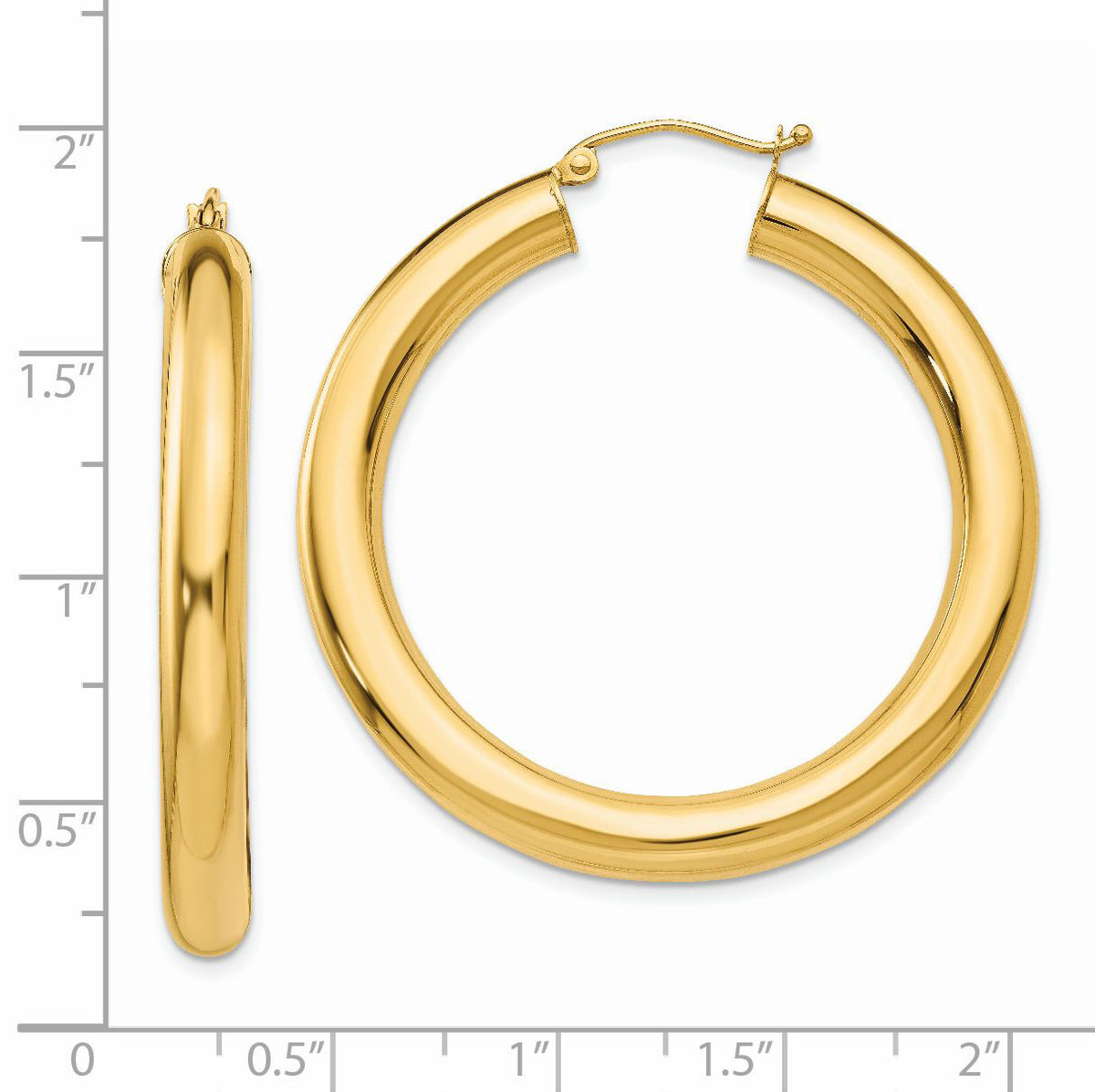 14k Polished 5mm Tube Hoop Earrings-T956