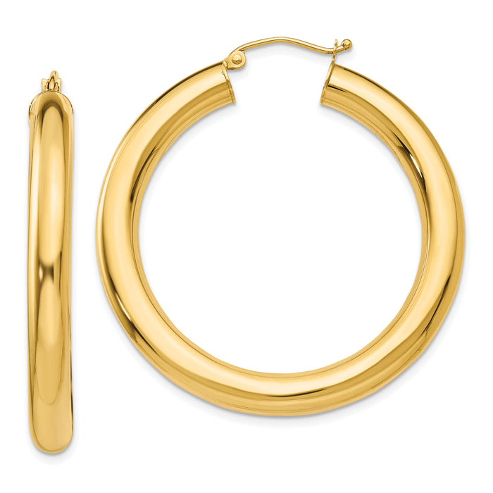 14k Polished 5mm Tube Hoop Earrings-T956