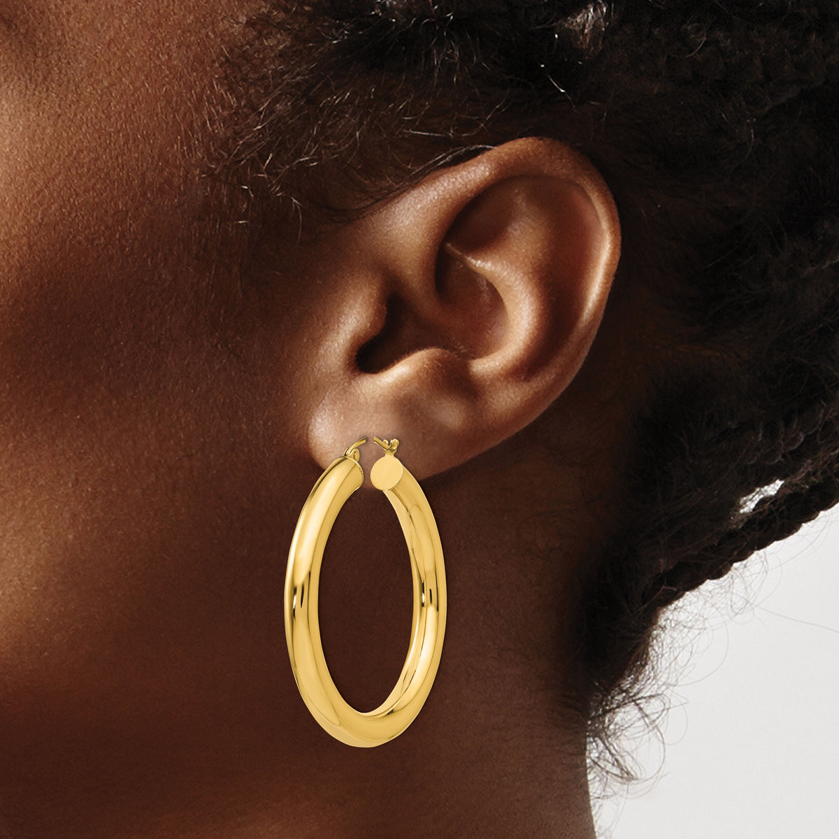 14k Yellow Gold Polished 5mm Lightweight Hoop Earrings-T956L