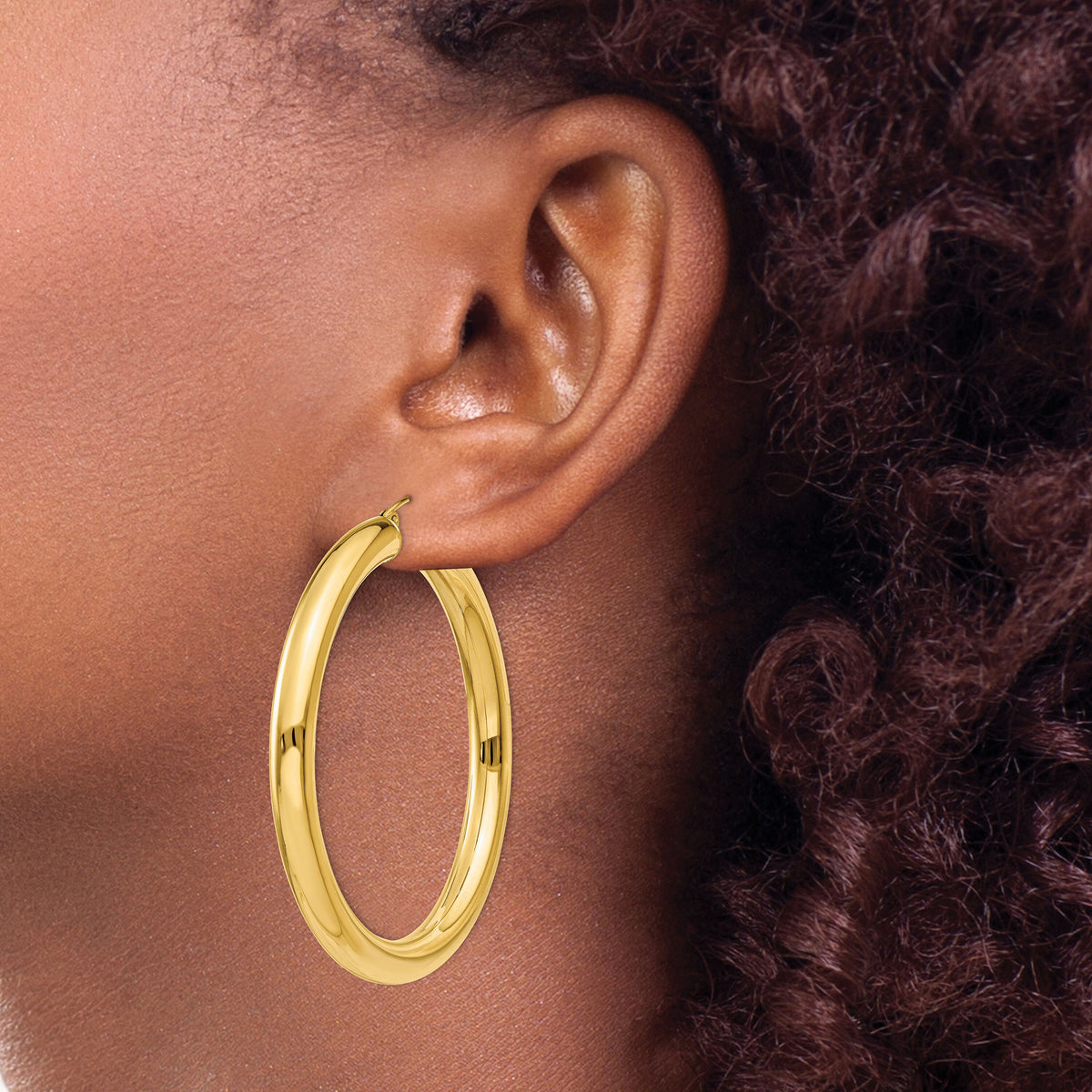 14k Polished 5mm Tube Hoop Earrings-T957