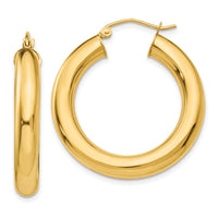 14k Polished 5mm Tube Hoop Earrings-T958