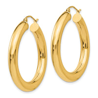 14k Polished 5mm Tube Hoop Earrings-T959