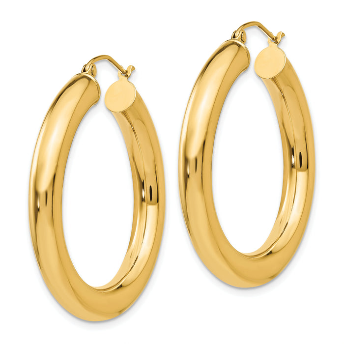14k Polished 5mm Tube Hoop Earrings-T959