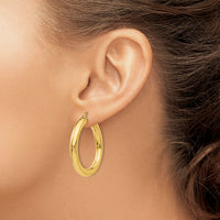 14k Polished 5mm Tube Hoop Earrings-T959