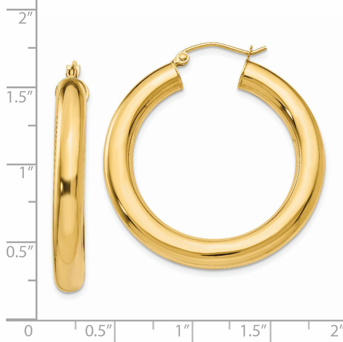 14k Polished 5mm Tube Hoop Earrings-T959