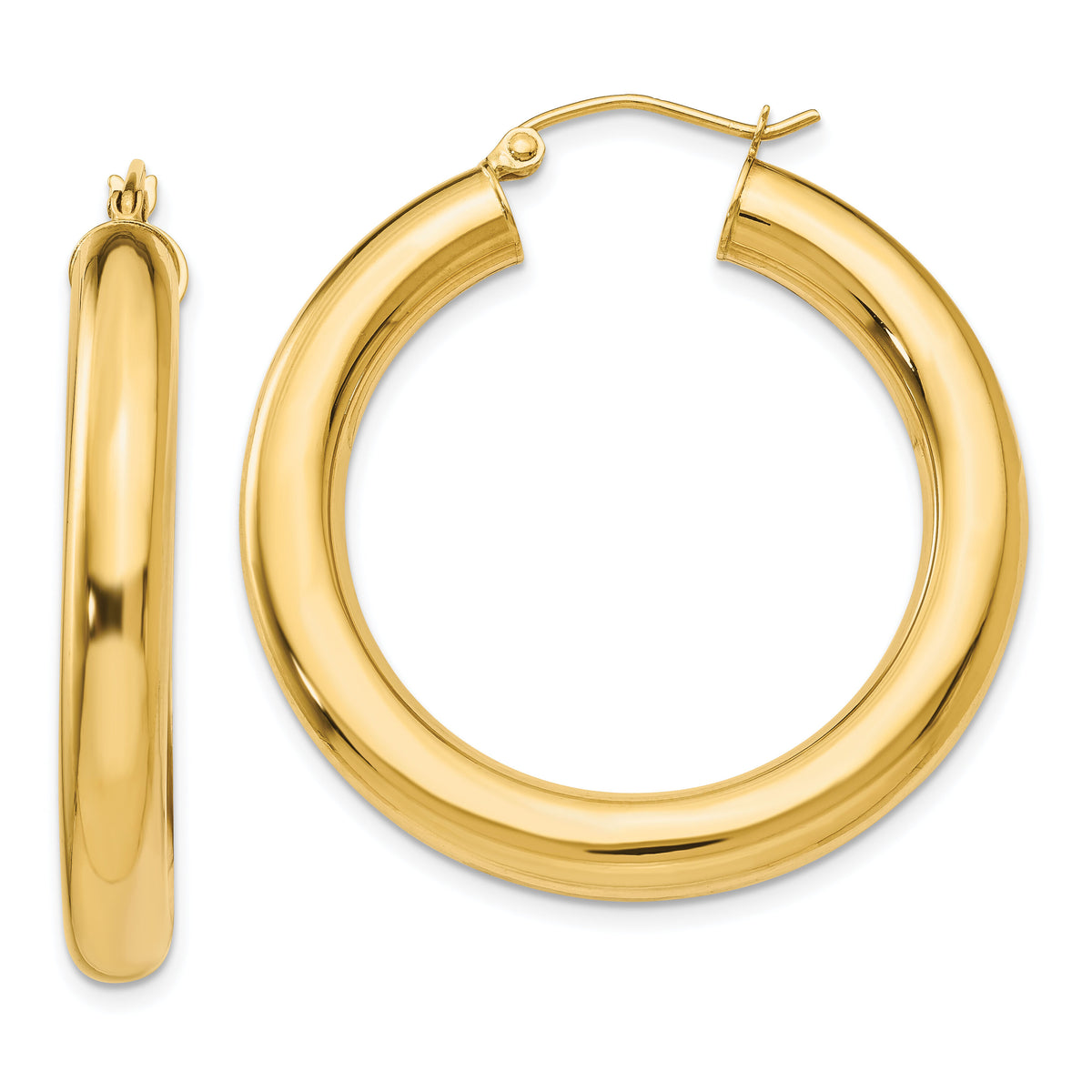 14k Polished 5mm Tube Hoop Earrings-T959