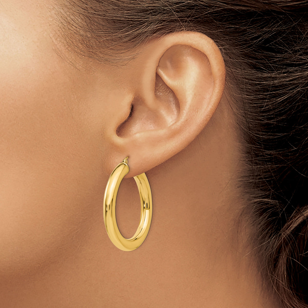 14k Yellow Gold Polished 5mm Lightweight Hoop Earrings-T959L