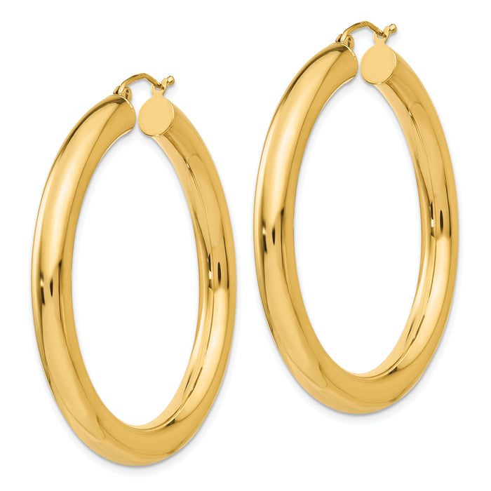 14k Polished 5mm Tube Hoop Earrings-T960