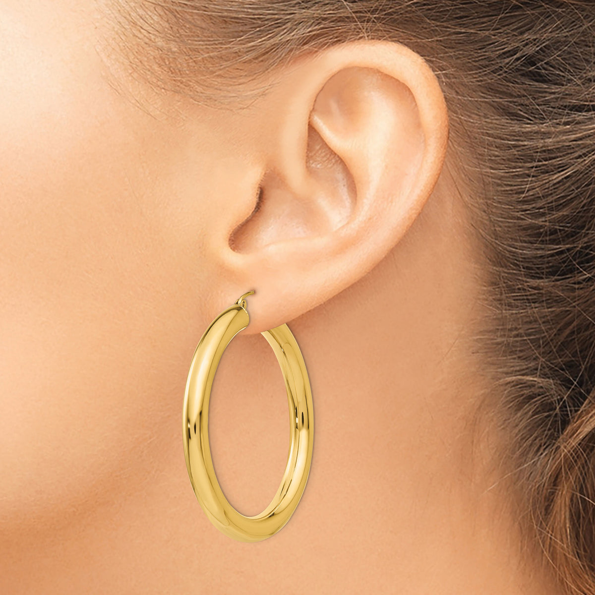 14k Polished 5mm Tube Hoop Earrings-T960
