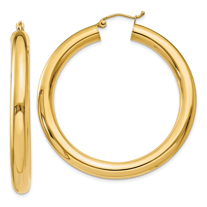 14k Polished 5mm Tube Hoop Earrings-T960