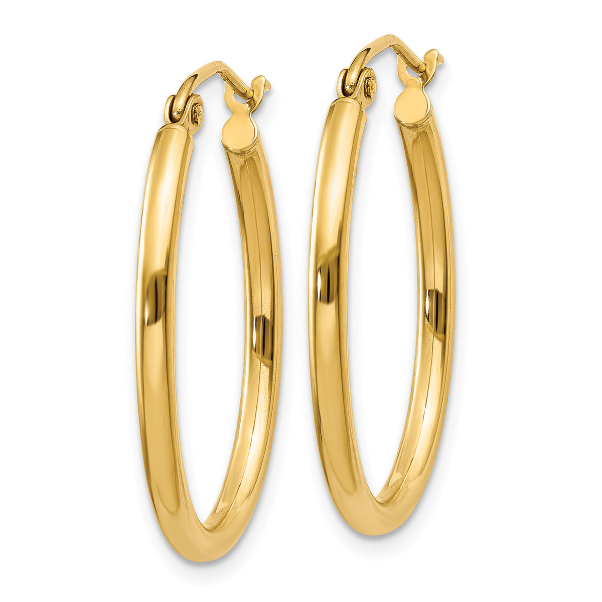 14k Oval Polished Hoop Earring-TA256