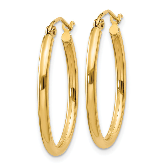 14k Oval Polished Hoop Earring-TA256