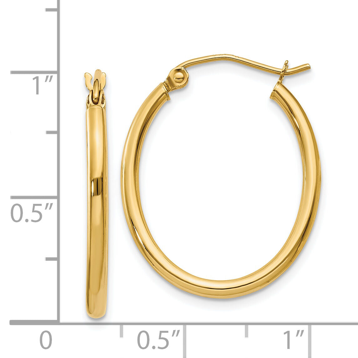 14k Oval Polished Hoop Earring-TA256