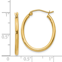 14k Oval Polished Hoop Earring-TA256