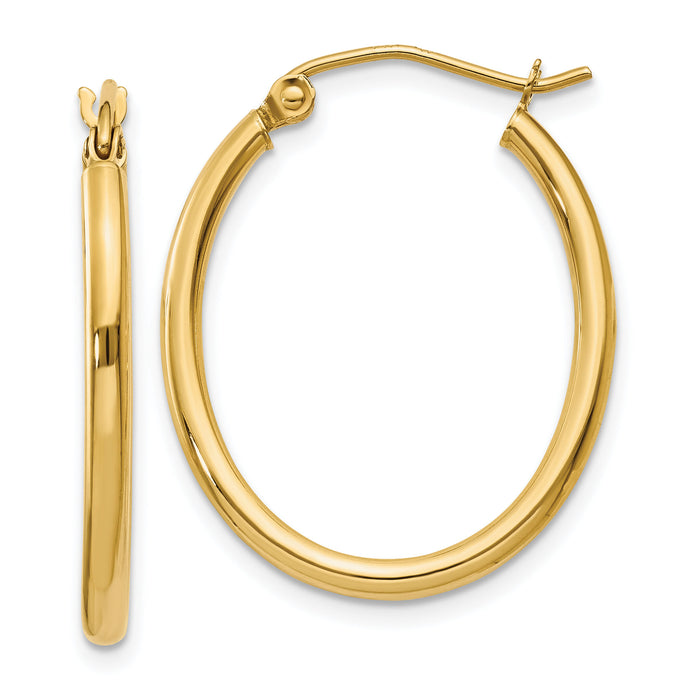 14k Oval Polished Hoop Earring-TA256