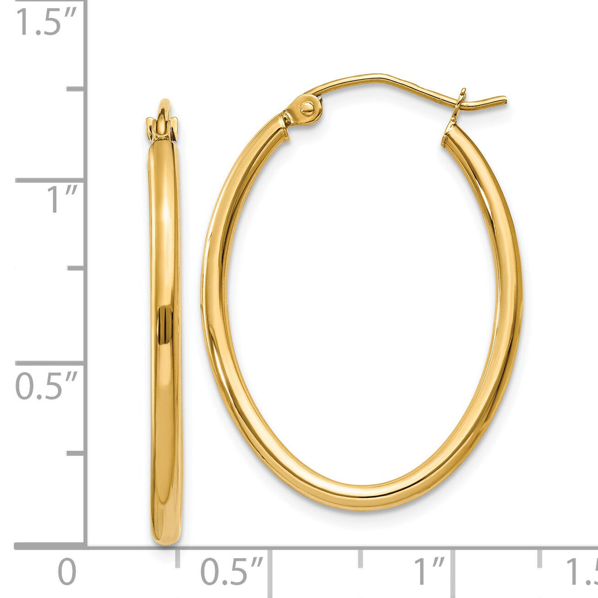 14k Oval Polished Hoop Earring-TA257