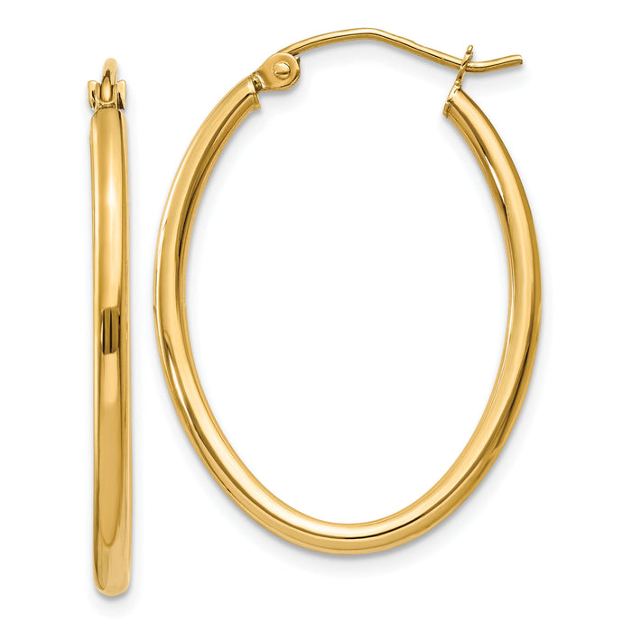 14k Oval Polished Hoop Earring-TA257
